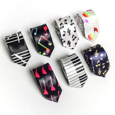 Korejský styl módní a ležérní 5cm klavírní trendy kravata pro studenty a studentky nota personalizovaná hudba úzká kravata
