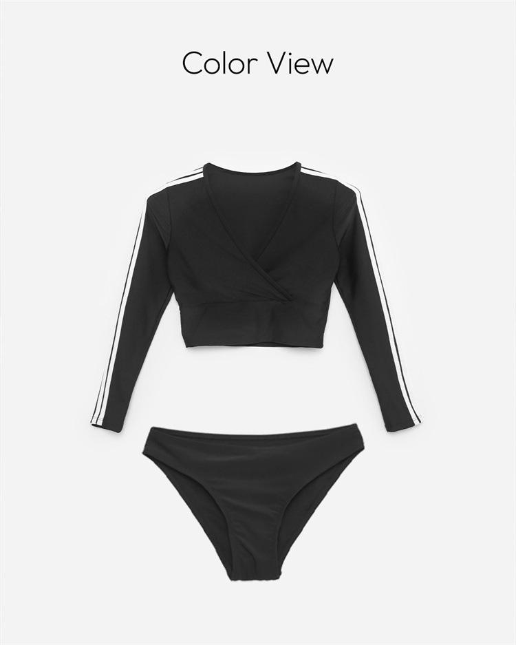 Schlankmachender Damen-Badeanzug mit langen Ärmeln und Sonnenschutz - Geteiltes Design für Thermalbad-Urlaube und Surfen