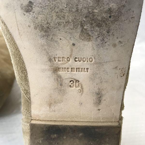 Made in Italy Suede Leather Western Pecos Boots Women’s 36 Beige Fabio Rusconi Style(USED)