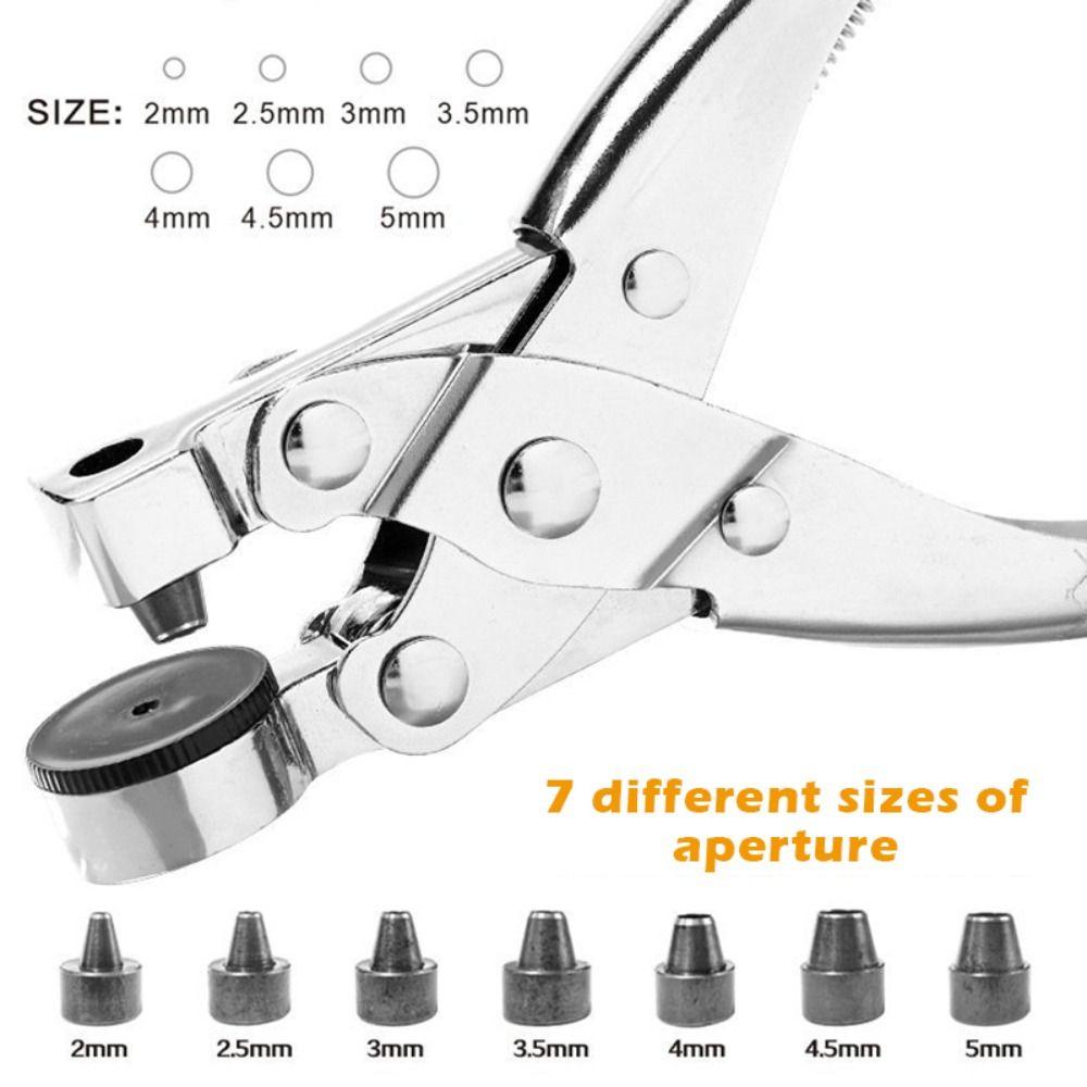 Portable Carbon Steel Leather Hole Punch Seven Holes Round Hole Belt Puncher Manual Holes Punching Pliers Crafts Tool