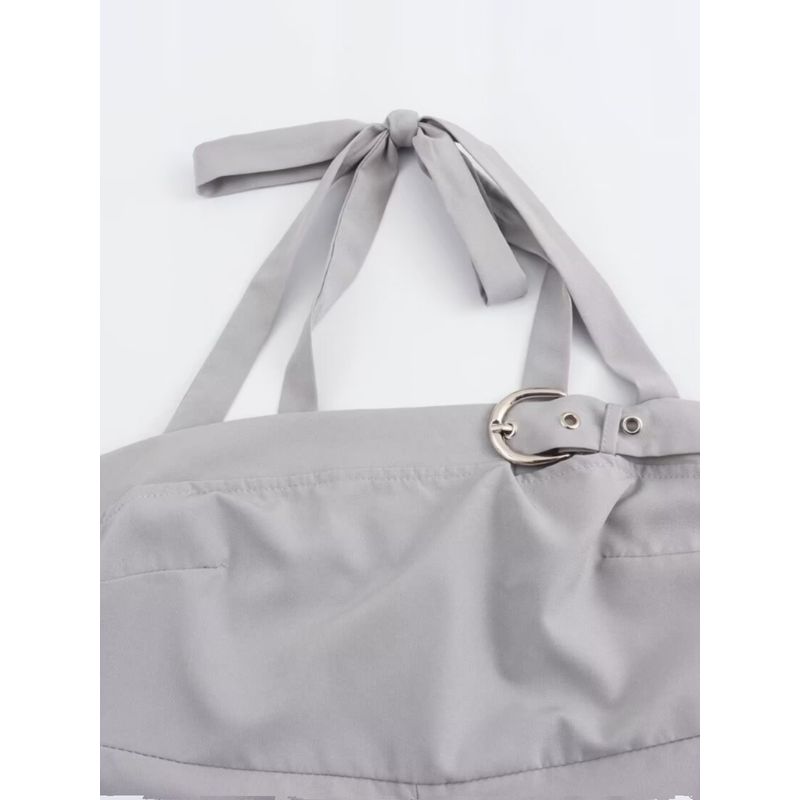 Kaslead New Arrival Women's Clothing Fashion Style Fashion Sweet Cool Style Halterneck V-Shaped Hem All-Matching Short Vest