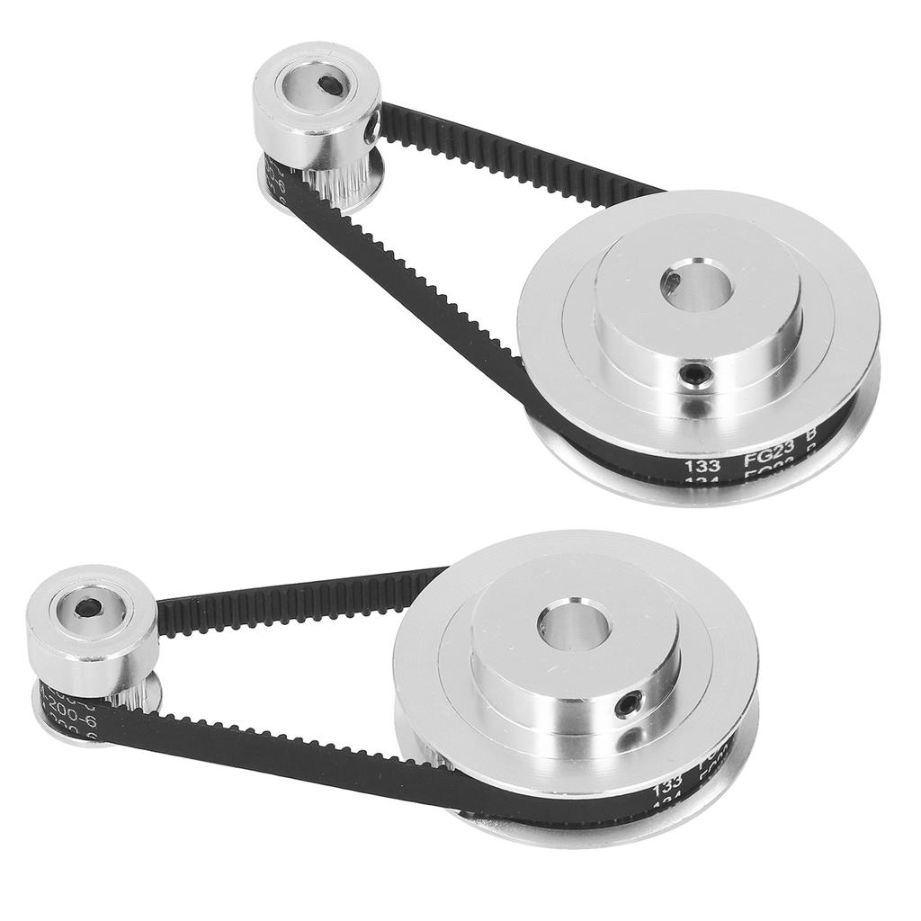 Juego de 2 poleas de distribución GT2 de aleación de aluminio con rueda síncrona (2 unidades, longitud 200 mm, ancho 6 mm, correa 8 mm)
