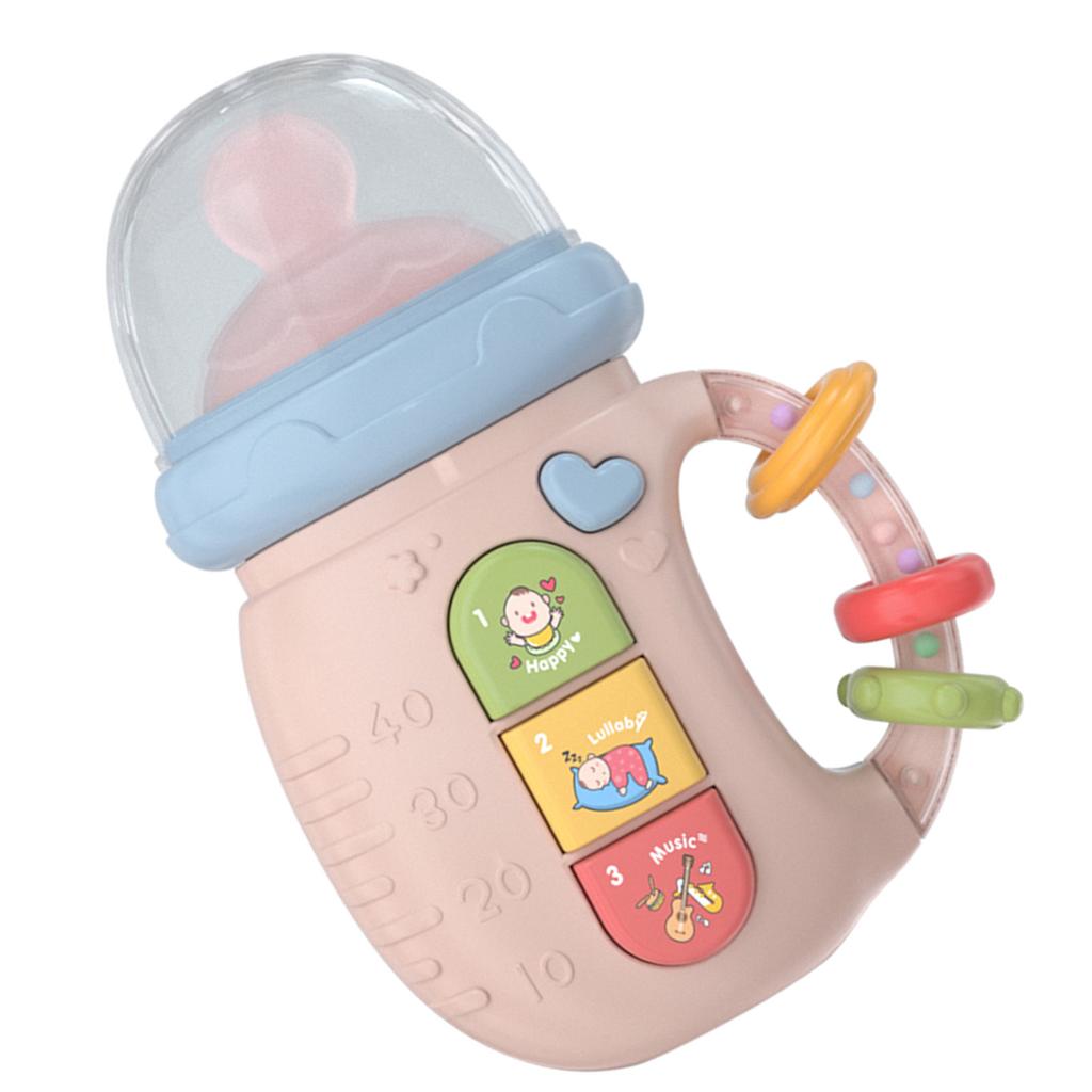 Infant Bottle Shape Teether Toy Soothing Sounds and Lullaby Machine for Early Education