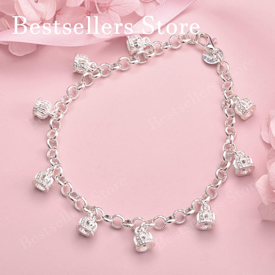 925 Sterling Silver 8-inch Exquisite Bell Bracelet for Women's Fashion Wedding Party Jewelry Accessories