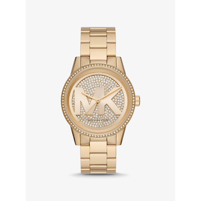 Часы Michael Kors Oversized Bryant с логотипом, инкрустированным паве, золотистого цвета MK6862 золотой