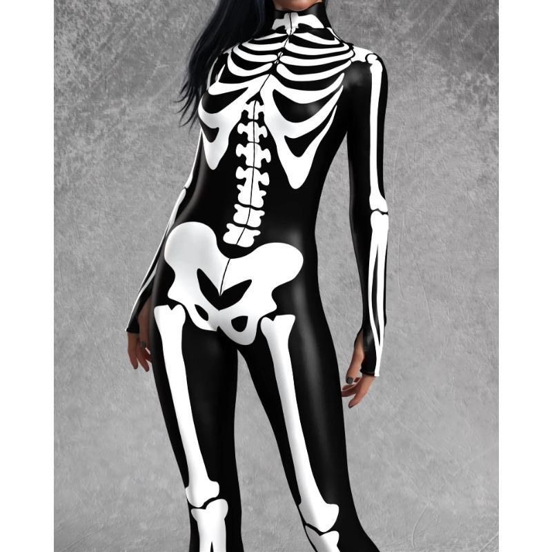 Women 3D Digital Printing Halloween Cosplay Tights Jumpsuit Adult One-piece Carnival Party Stage Show Dance Costume Outfit