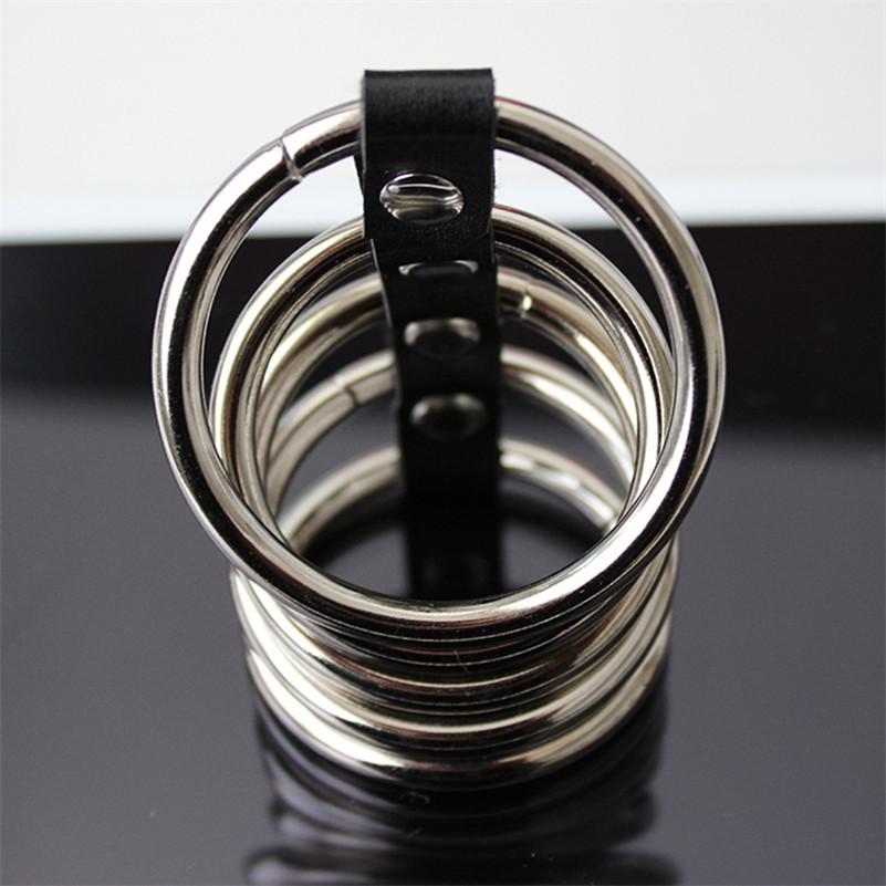 5 Metal Stainless Steel  Cage Male Chastity Device   Rings