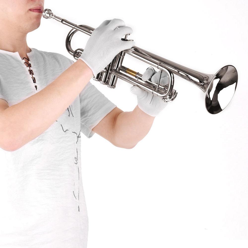 Standard Bb Trumpet Brass Material Nickle Plated Wind Instrument with Mouthpiece Carry Bag Gloves Cleaning Cloth