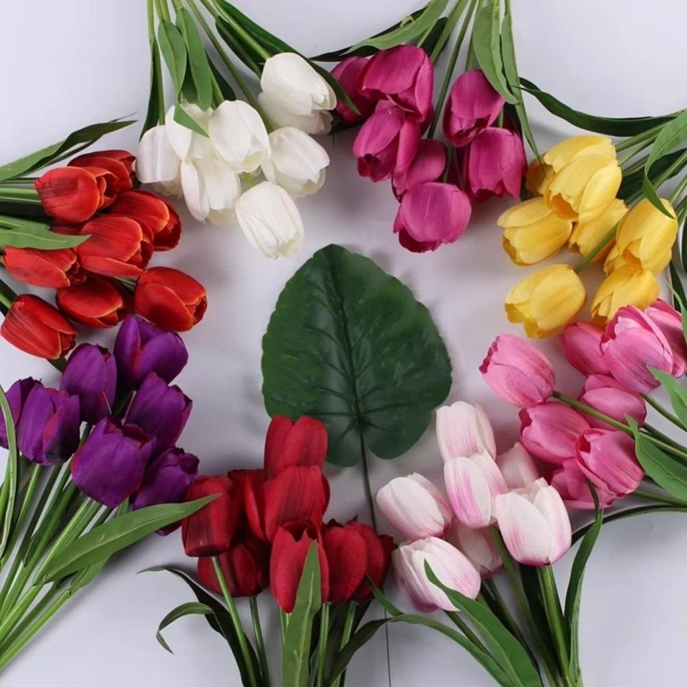 9 Heads Artificial Tulip Bouquet DIY Flower Floral Arrangement Flower Bouquet Realistic Artificial Flowers