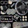 NBTEPEM 27-Piece Bling Car Accessories Set - Universal Fit Steering Wheel Covers, License Plate Frames, Phone Holder, Car Fast Charger, Coasters