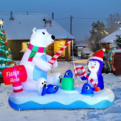 JOYFY Decoración Inflable de Pingüino y Oso Polar de Navidad de 1.8 m de Largo, Decoración Inflable para el Jardín para Decoraciones de Fiesta de Navidad