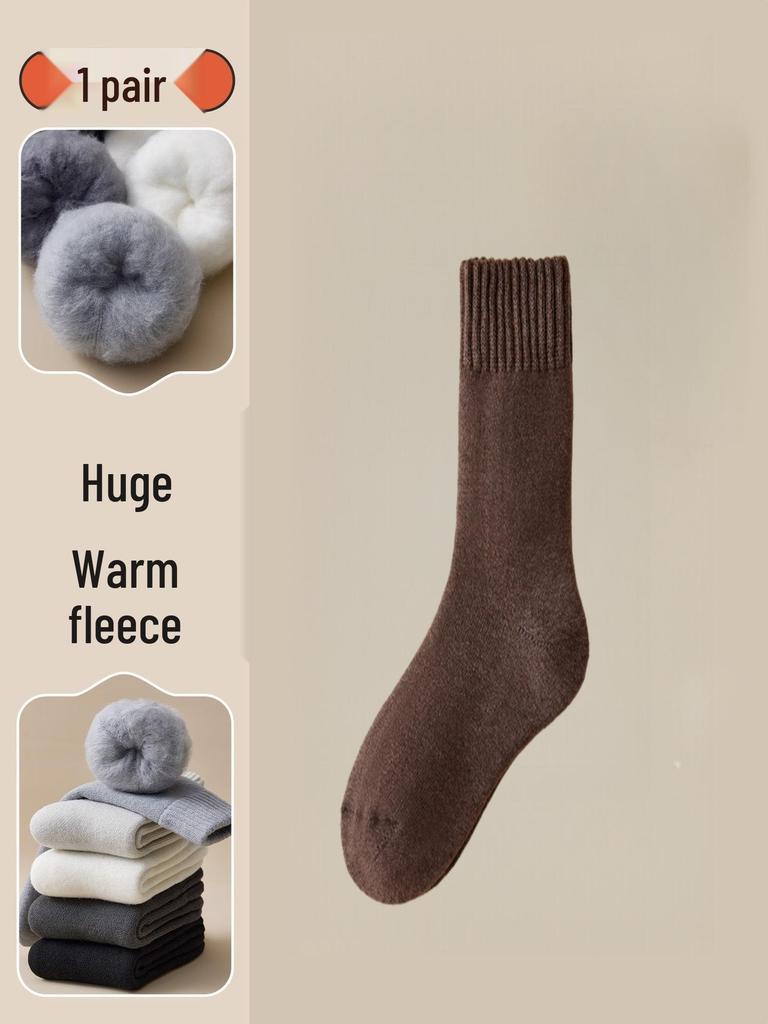 Men's and Women's Extra Thick Wool Winter Socks - Fleece-lined, Cold-resistant, Terry Warm Cotton, Fluffy.