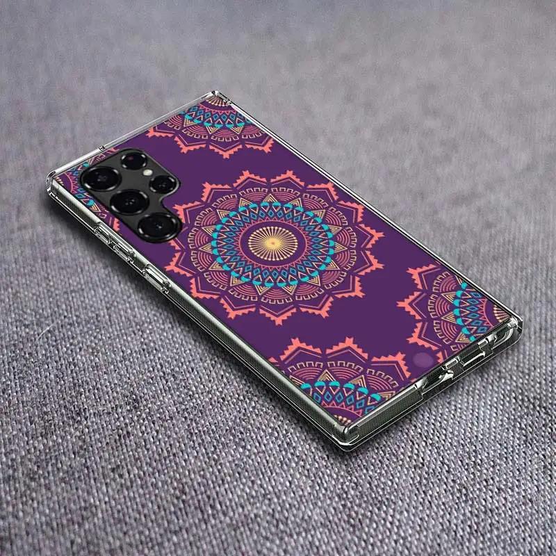 Mandala Chakra Yoga Clear Phone Case for Samsung Galaxy S21 Plus S24 S23 S20 FE S22 S26 Ultra S25 Edge TPU Capa Cases Cover Shoc