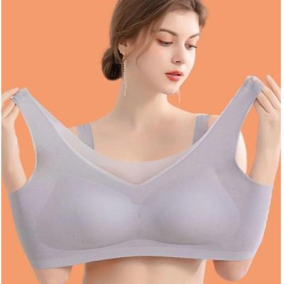 Női melltartó szexi egyszínű varrat nélküli nagy méretű jég selyem vezeték nélküli melltartó mellény Bralette női fehérnemű