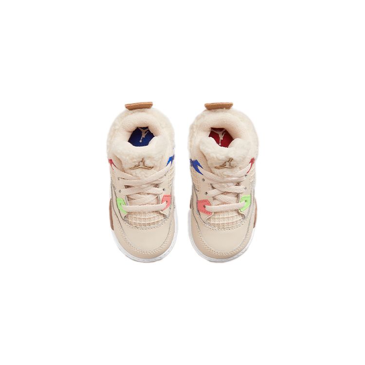 Zapatillas de Bebé Air Jordan 4 Retro TD Wild Things Crema Vela Rojo Universitario DH0571-264