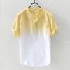 T-shirt da uomo casual sottile e traspirante con colletto tondo, maglietta estiva in cotone sfumato tinto