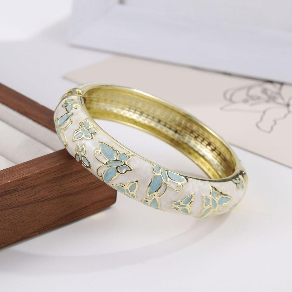 Colorful Vintage Cloisonne Bangle Enamel Women's Hand Bracelet Handicraft Butterfly Bangle Ladies