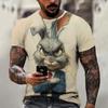 Men's 3D Printed Cat And Dog Play Pattern T-shirt Breathable Round Neck Short-sleeved Summer Casual Top  Outdoor Casual wear