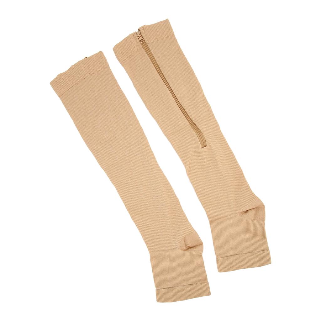 Nylon Kompressionsstrümpfe mit Reißverschluss fördern die Durchblutung offene Zehen Kompressionsstrümpfe Hautfarbe L XL