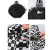 New Women Makeup Bag Simple Plaid Toiletry Bag Portable Large Capacity Storage Bag Stylish Round Drawstring Travel Bags Washable