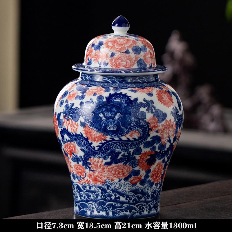 

Винтажный сине-белый фарфоровый чайник Фарфоровая влагостойкая бутылка для хранения Украшение для стола Банка для хранения конфет и продуктов для дома