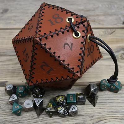 Leather Dice Bag Polygonal Dice Storage Boxes Reinforced Drawstring Dice Bags