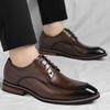 Fashion  Men's Lace Up Gentlemen's Banquet Derby Shoes Autumn New Style Comfortable Pointed Business Formal Leather Shoes