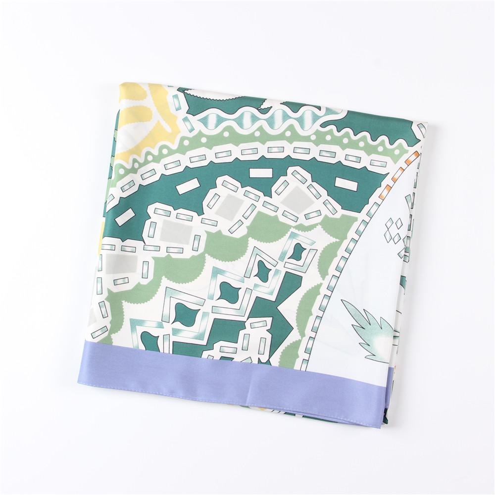 Silk Scarf Women Floral Horse Print Stoles Square Scarves Wraps Large Bandana NecKerchief Lady Hijab Female Silk Foulards 130CM