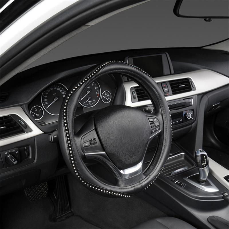 Universal 15" PU Leather Bling Steering Wheel Cover