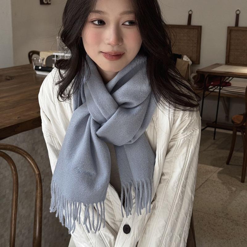 High quality treasure 111% wool pure wool scarf premium solid color simple scarf women winter versatile scarf women