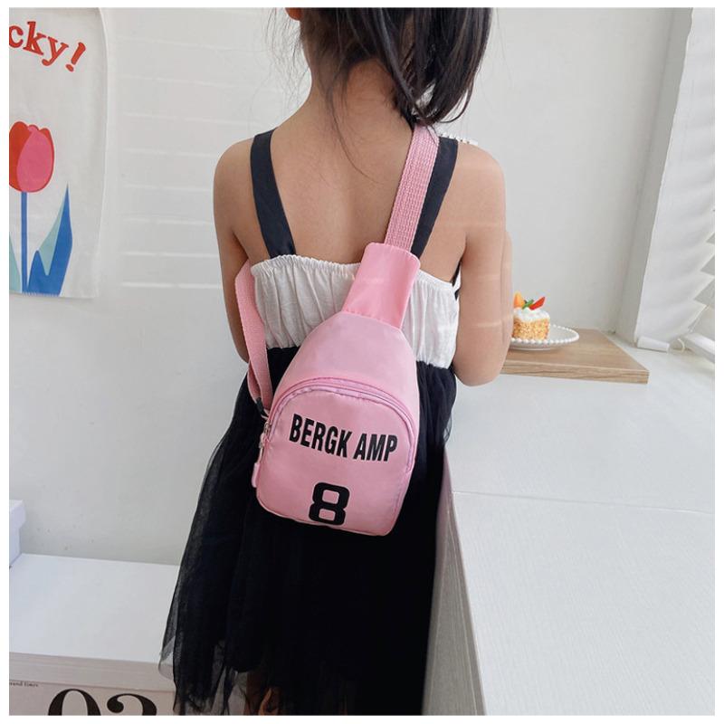 Korean Style Nylon Bumbag for Kids, Cute Letter Print Chest Pouch, Fashionable Crossbody Shoulder Bag for Boys and Girls KTB