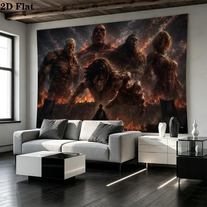 Anime Attack-on-Titan Wall Tapestry Aesthetic Wall Hanging Printed Fabric Blanket Decorative Tapestries for Bedroom Living Room Home Decor