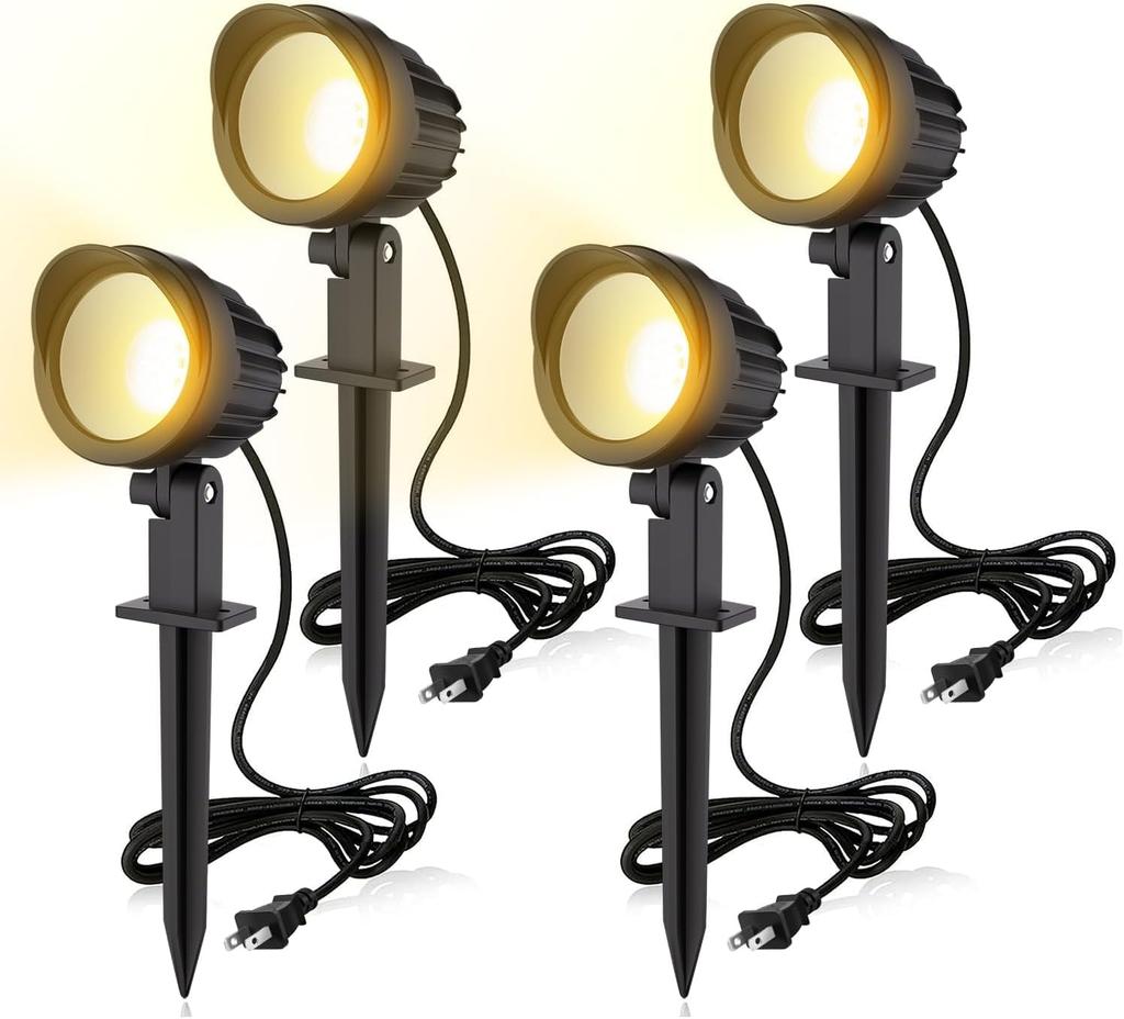 MEIKEE 9W LED Garden Light, 3000K, 900LM, IP66 Waterproof, Rotatable, Landscape Light, Lawn Light, Garden Lighting, 50,000 Hour Lifespan, Warm White