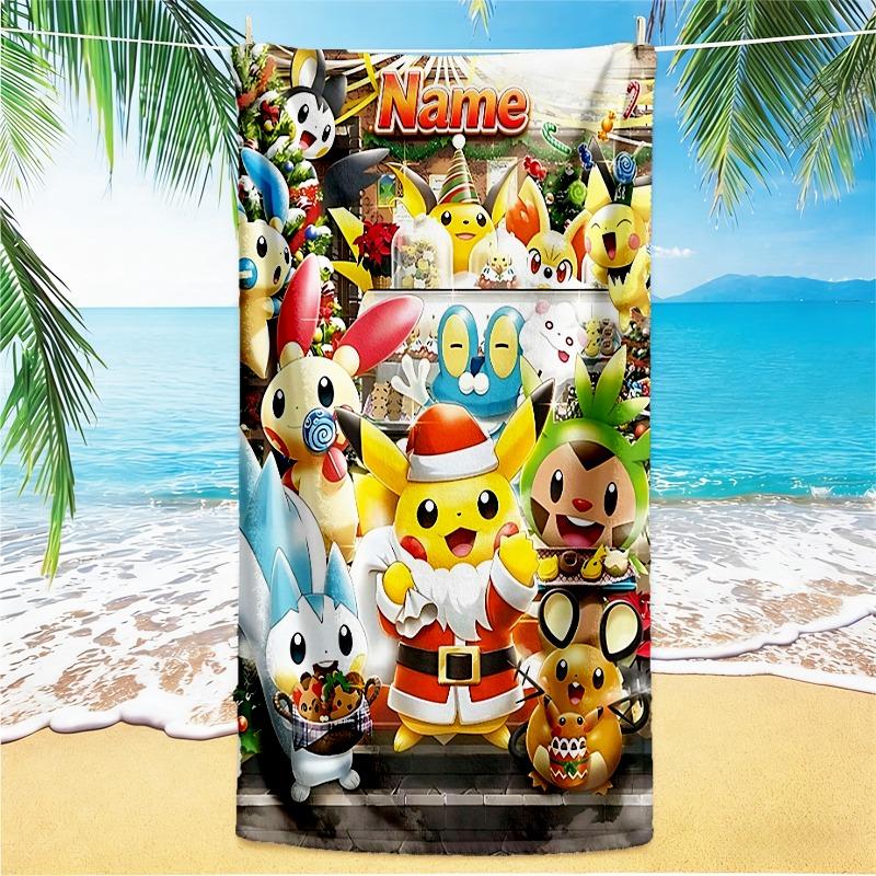 Custom Name Cute Christmas Characters beach towel,quick drying absorbent beach towel,outdoor sports swimming beach towel,Soft and comfortable