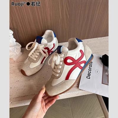 Inner Height Increase German Training Shoes Women's 2025 Spring New Retro Versatile Ugly Cute Fashion Leather Sports and Leisure Forrest Gump Shoes