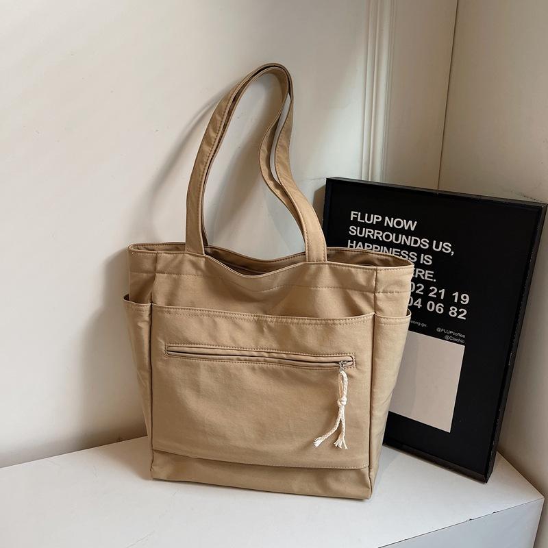 Shoulder Bag Women's 2025 Spring New Large-capacity Tote Bag Solid Color Fashion Simple Handbag Shoulder Armpit Bag