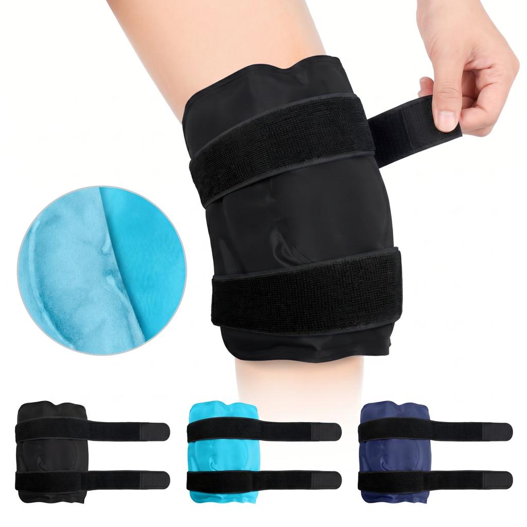 Borsa del Ghiaccio per Ginocchio con Cinturino Regolabile - Fasciatura Compressiva Riutilizzabile Calda e Fredda