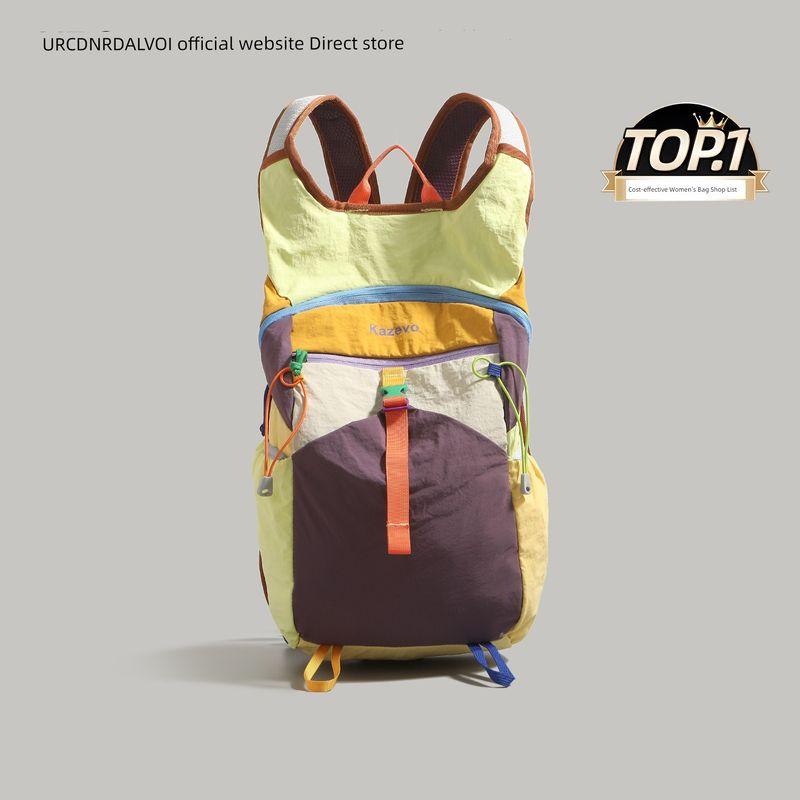 

Ur Contrast Color Lightweight Waterproof Backpack Women 2025 New Trendy Outdoor Cycling Hiking Hiking Backpack Travel Backpack Color block yellow