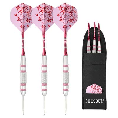 CUESOUL Steel Tip Darts Set, Pink, 3-Piece Set (STBS065)