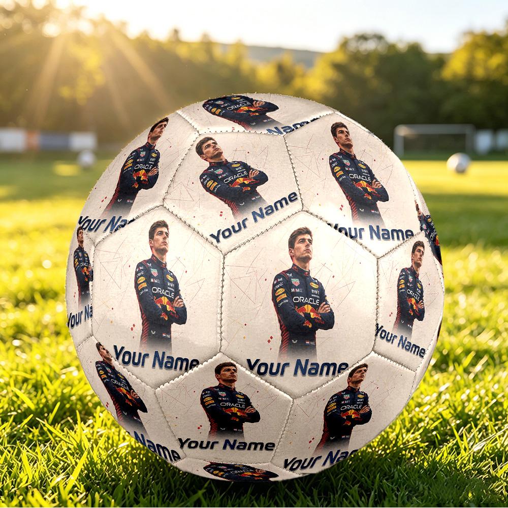 Max Verstappen Size 5 Football, Custom Name Text Personalized Soccer Ball Sport Training Gift