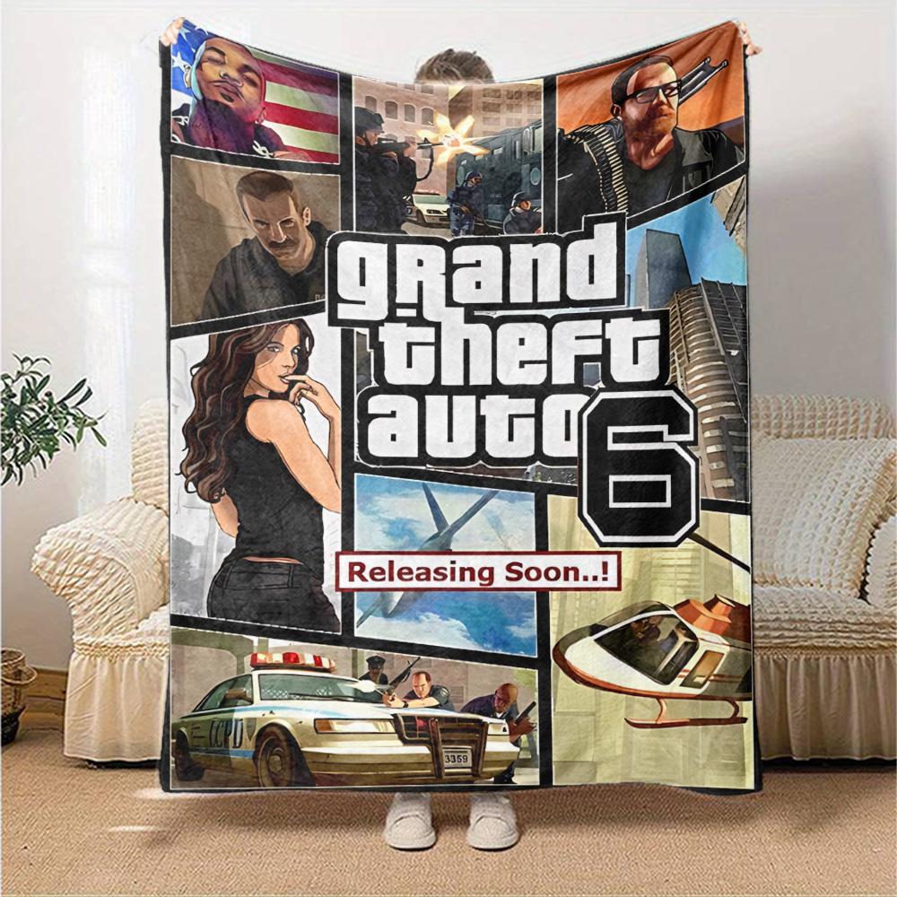 Grand Theft Auto Flannel Blanket Super Soft Warm Cozy Blanket for Sofa Bed Office Travel All‑Season Home Decor Gift