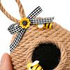 Woven Rope Bee Hive Hanging Ornament Handmade Rustic Pendant with Sunflower And Bowknot for Bedroom Living Room Farmhouse Spring Party Decor