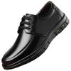 Spring new leather shoes men's business casual flat bottom lace-up black shoes soft sole soft surface