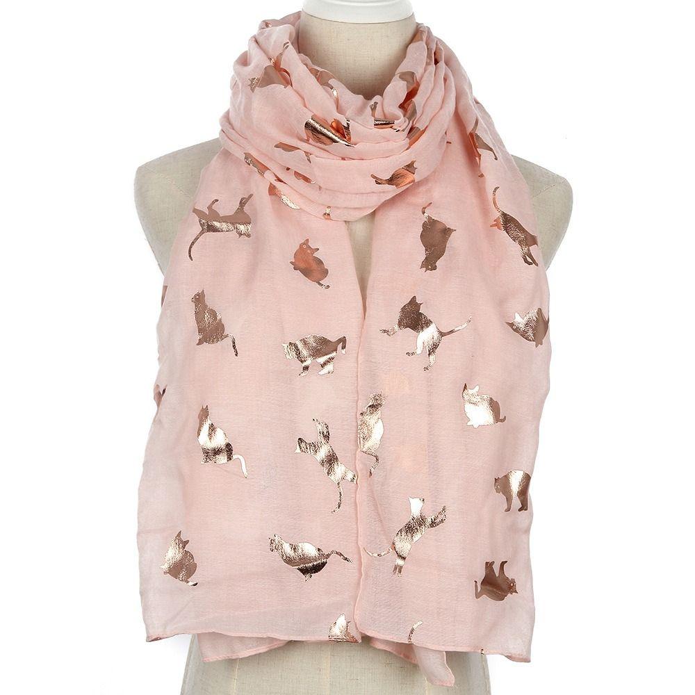 with Frayed Hem Animal Scarf Soft Shawl Wrap New Design Cat Print Scarf