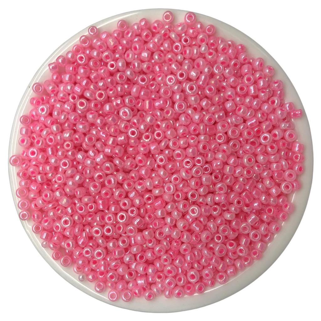 Solid Color 2/3/4mm Glass Seed Beads, Silver Lined, Dyed AB Cream, Round for Handmade Beading & Bracelets.