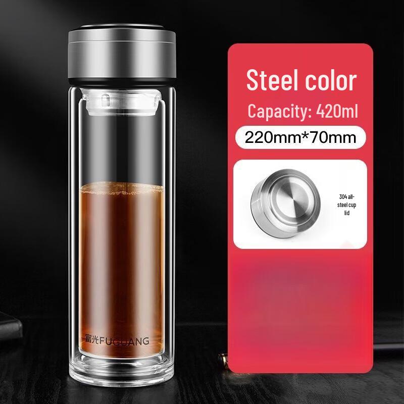 Fuguang Premium Double-Wall Glass Tea Mug with Infuser