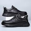 New Fashion Men Genuine Leather Casual Shoes Black Flat Leisure Sport Shoes Outdoor Cool Slip-on Sneaker