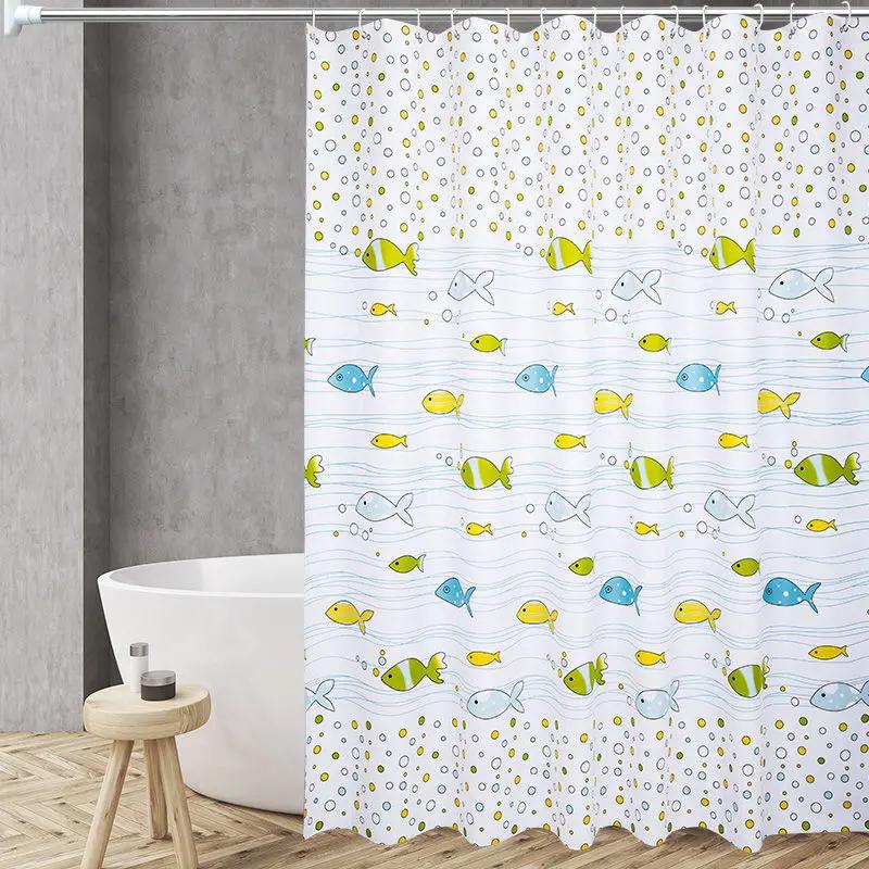 Shower Curtains 180cm PVC Leaves Modern Style Bathroom Curtain with Hooks Waterproof 71 Inches Simple Funny Shower Curtain Daily