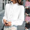 DICFY Camicette e Camicie Casual alla Moda da Donna Autunno Inverno Scollo Tondo Manica Lunga