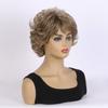 European and American Style Women's Fashion Daily Use Natural Looking Short Curly Wig with Bangs Synthetic Fiber Brown Wig